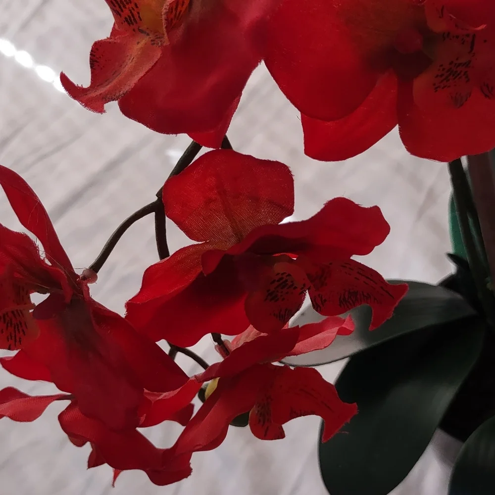 Artificial red/orange orchid🪷 arrangement